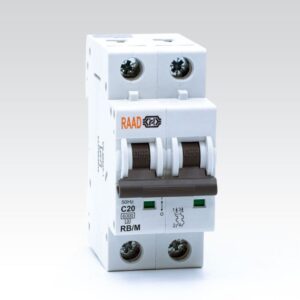 کلید مینیاتوری 2 پل 20 آمپر | 6 کیلوآمپر | AC | تیپ C