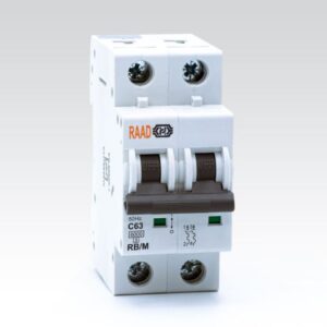 کلید مینیاتوری 2 پل 63 آمپر | 6 کیلوآمپر | AC | تیپ C